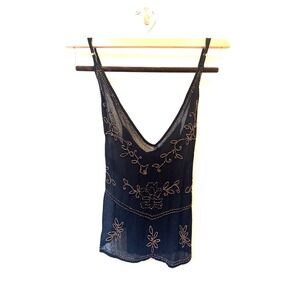 Free People Intimately Women's Black and Gold Beaded Tank Size Small